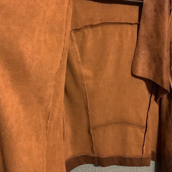 Brown Faux Suede Zip Up Moto Style Shirt Jacket  Mad Max Apocalypse Vibes XS/Sm - Picture 10 of 16